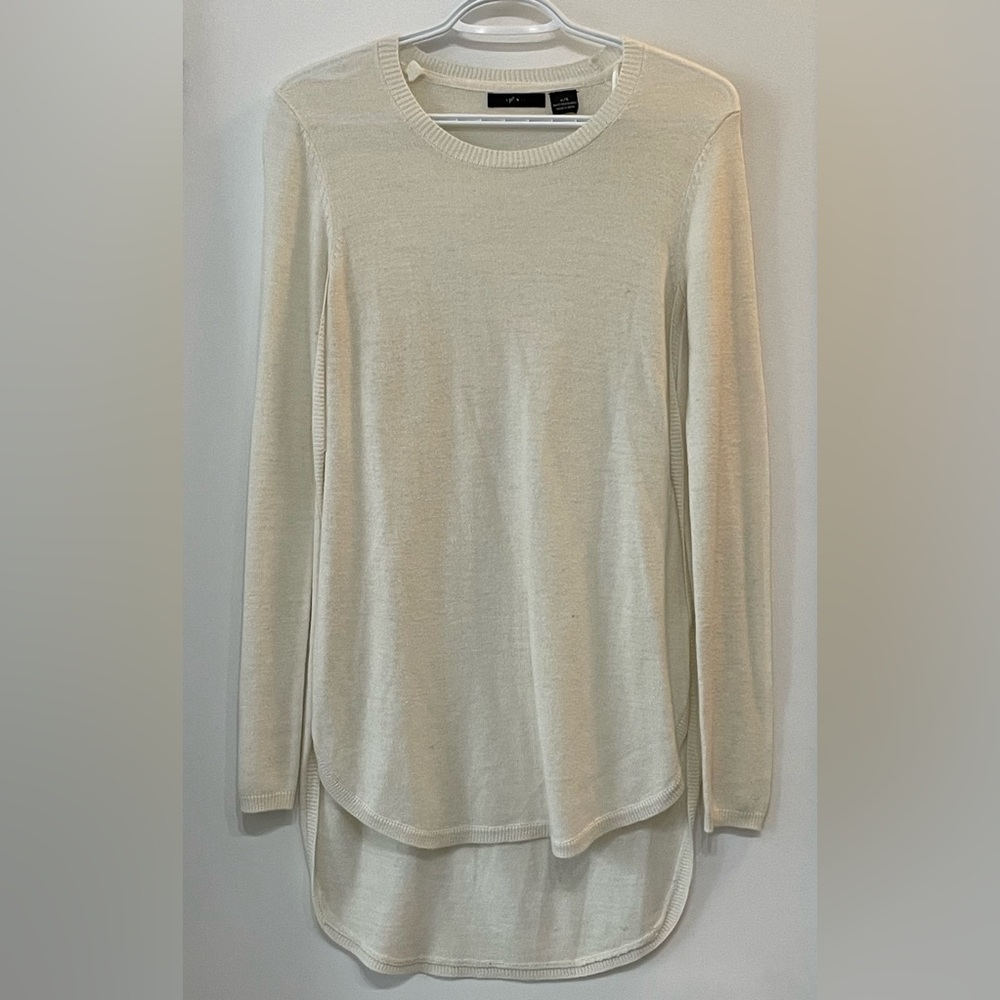 Cream Side Split Longsleeve Knit Top - size S
